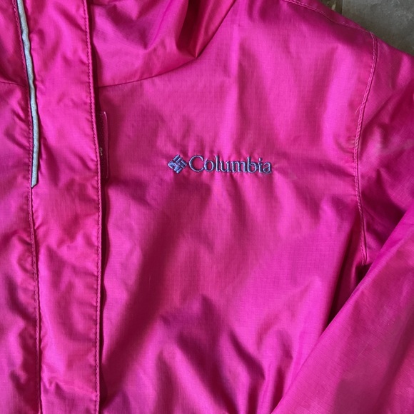 Columbia Hooded Lightweight Jacket Hot Pink Girls Small Size 7 / 8 Windbreaker - Picture 2 of 7